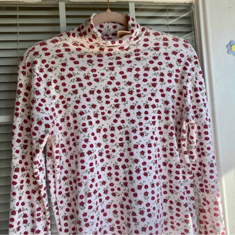 Bobbie Brooks Red Floral Turtleneck Sweater